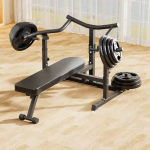 Multifunctional Foldable Adjustable Bench Press Machine Metal Construction Weight Plate Storage for Home Fitness Bodybuilding
