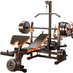 Multifunctional Foldable Adjustable Bench Press Rack Set with Cable