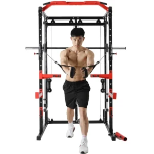 Multifunctional Metal Home Gym Equipment Squat Power Rack Smith Machine 150KGS Capacity for Core Muscle Training Strength
