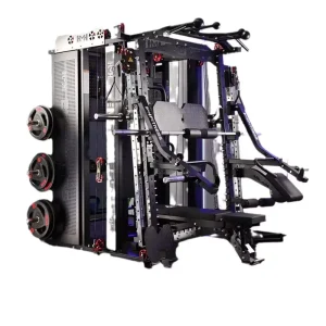 Multifunctional Smith Machine Power Rack with Cable Crossover, Squat and Bench Press Trainer