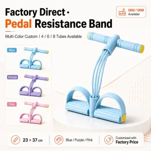 Multifunctional Tube Resistance Band with Foot Pedal and Handles for Sit-Up and Abdominal Exercises