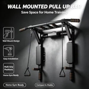 Multifunctional Wall Mounted Metal Pull Bar Dip Station Multi-Grip Chin Bar for Home Upper Body Rehabilitation