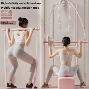 Multifunctional Yoga Pilates Stick Women’s Rally Rope High Pull-Down Training Shoulder Back Exercise Set Thermoplastic Elastomer