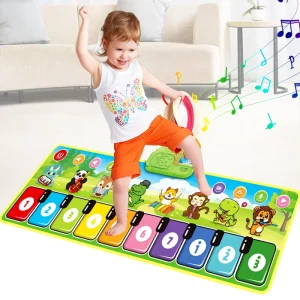 Musical Floor Piano Keyboard Mat for Children, Touch Playmat, Animal Design