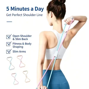 N10225 Figure 8 Resistance Bands with Non-Slip Handles for Yoga and Physical Therapy