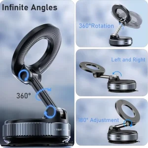 N52 Vacuum Suction Cup Mount Magnet Mobile Holder 360° Foldable Magnetic Car Phone Stand