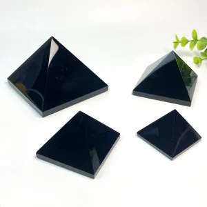 Natural Black Obsidian Pyramid Ornament Crystal Healing Stone Ogen Craft for Home Decor and Gift