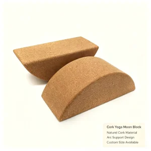 Natural Cork High Density Yoga Moon Brick Curved Shape Pilates Stretching Balance Training Custom Logo Private Label