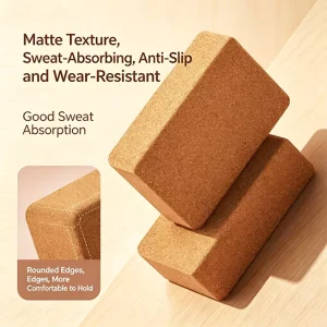 Natural Cork Yoga Block, 80 Shore Hardness, for Yoga and Dance