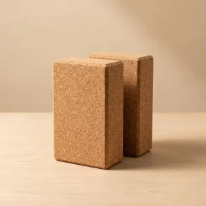 Natural Cork Yoga Blocks 2 Pack High Density Non Slip 9x6x3 Inches for Pilates and Fitness