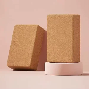 Natural Cork Yoga Blocks 2 Pack High Density Soft Non Slip for Pilates Stretching and Toning