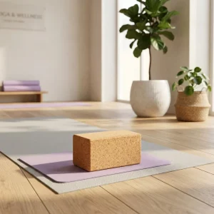 Natural Cork Yoga Blocks 2 Pack Set High Density Eco Friendly Soft Non Slip for Women & Men Pilates Stretching Toning