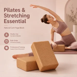 Natural Cork Yoga Brick for Pilates Stretching Balance Training and Exercise Support