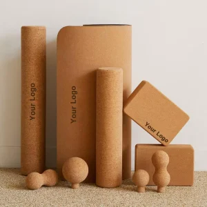 Natural Cork Yoga Set Eco-Friendly Non-Slip Rubber Mat Massage Ball Yoga Blocks OEM