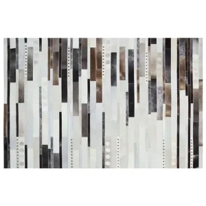 Natural Genuine Cowhide Irregular Patchwork Rug for Living Room and Coffee Table