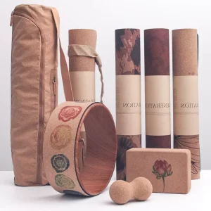 Natural Rubber Cork Yoga Mat Set 1830x610cm Shoulder-Opening Back-Opening Assistive Gadget Yoga Wheel Fascia Ball Yoga Sets Gear