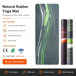 Natural Rubber Non-Slip Yoga Mat, Coconut Frosted, Shock Absorption, Silent