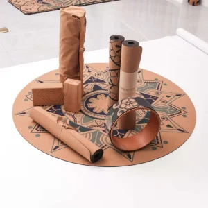 Natural Yoga Mat Set with Yoga Wheel, Blocks and Massage Ball