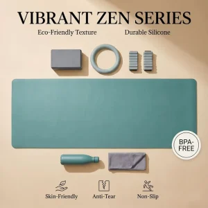 Nature-Inspired Blue Yoga Set Earthy Tone Durable Silicone Pilates Ring Ball Mat Kit All Seasons Sustainable Home Fitness