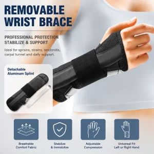 Neoprene Breathable Non Slip Wrist Support Splint for Carpal Tunnel Arthritis RSI Pain Relief Universal Fit Unisex