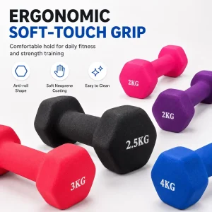 Neoprene-Coated Anti-Slip Hand Weight Set for Women 1-10kg Adjustable