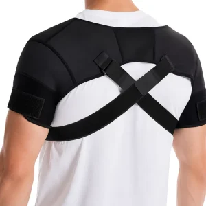Neoprene Double Shoulder Support Brace with Cross-Back Straps Breathable Adjustable Sports Fitness Stabilizer