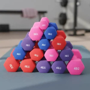Neoprene Dumbbell Set, 1 kg 2 kg 3 kg, with Metal Stand for Women