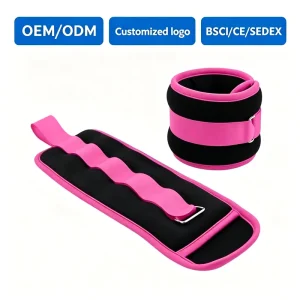 Neoprene Metallic Unisex Rectangle Ankle Weights, Pair with Breathable Strap and Buckle Closure