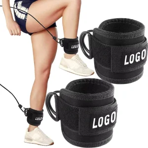 Neoprene Padded Weight Support Ankle Cuffs with D-Ring Adjustable Straps for Gym Cable Machines
