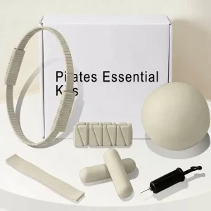 Neutral Beige Pilates Accessories Set, Silicone Training Kit with Ankle and Wrist Weights, Mini Pilates Ball, Core Pilates Ring