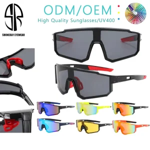 New Design OEM Custom Stylish Sports Cycling Sunglasses Unisex Retro Wrap Outdoor UV400 Protection Comfortable Black Blue