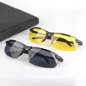 Night Vision Glasses Unisex Fashion Semi Rimless Anti Glare Driving Goggles Suitable for Night Driving