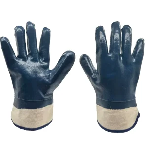 Nitrile Full-Coated Oil-Proof Chemical-Resistant Abrasion-Resistant Flexible Gloves with Canvas Liner