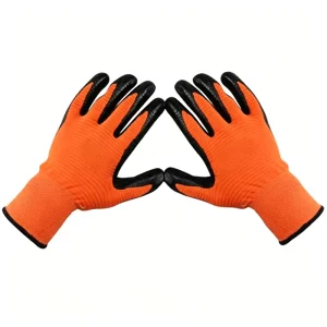 Nitrile Full-Coated Oil-Proof Chemical-Resistant Abrasion-Resistant Gloves with Canvas Liner
