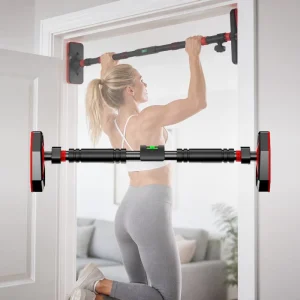 No-Installation Adjustable Doorway Pull-Up Bar with Level Meter for Adult Strength Training