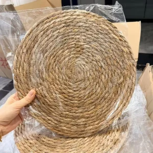 No Slip Heat Resistant Mat Natural Round Braided Pampas Grass Weave Rattan Table Mats Placemats for Dining Table