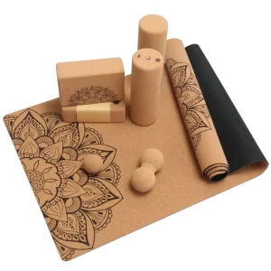 Non Slip Cork Yoga Mat and Pilates Yoga Kit Set