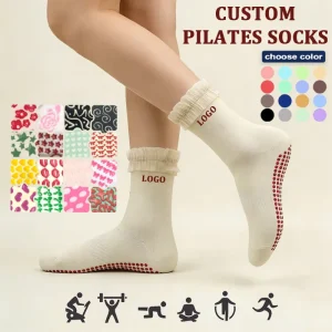 Non Slip Cotton Women Lace Yoga Socks Design Anti Slip Grip Socks Ballet Athletic Outdoor Sports Custom Socks