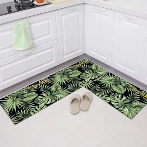 Non-Slip Crystal Velvet Kitchen Runner Rug Washable Polyester Cushioned