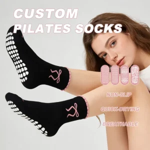 Non-Slip Grip Custom Pilates Socks, Embroidered, Eco-Friendly, Breathable