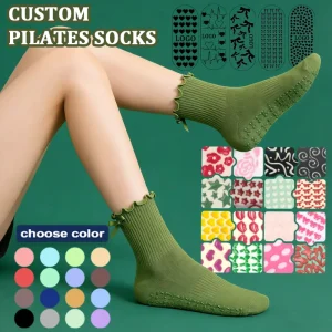 Non-Slip Grip Yoga Pilates Ballet Socks for Women and Girls with Bow Ruffle, Custom