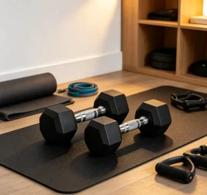 Non-Slip Hex Rubber-Encased Cast Iron Dumbbells for Home Exercise