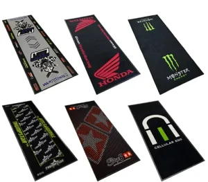 Non-Slip Pet-Friendly Stain-Resistant Custom Logo Motorcycle Mat for Garage or Home, Heavy-Duty PVC