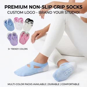 Non-Slip Pilates Grip Socks for Women Elastic Straps Anti-Skid Studio Socks Low MOQ