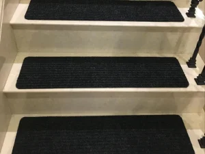 Non Slip Rib Stair Tread Mats Self Adhesive Striped Stair Carpet Treads Washable Indoor Step Mats for Wooden Stairs