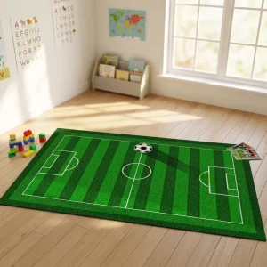 Non-Slip Soft Washable Football Pitch Carpet for Kids’ Bedroom or Living Room