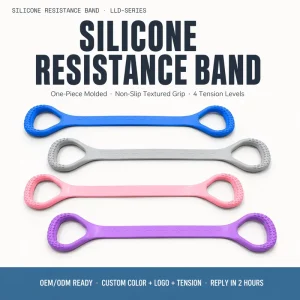 Non Slip Textured Grip One Piece Molded Seamless Silicone Elastic Resistance Exercise Band for Yoga Pilates Home Gym