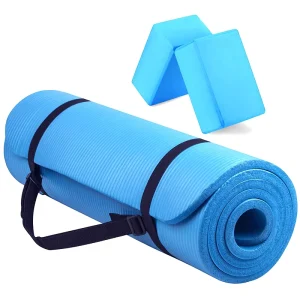 Non-Slip Yoga Mat Set with Block and Strap Sky-Touch Surface