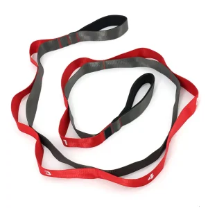 Nonelastic Yoga Stretch Strap with Loops for Physical Therapy, Pilates, and Gymnastics