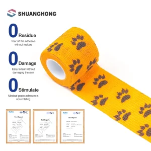 Nonwoven Elastic Cohesive Bandage, Waterproof Printed Tape for Pets and Sports